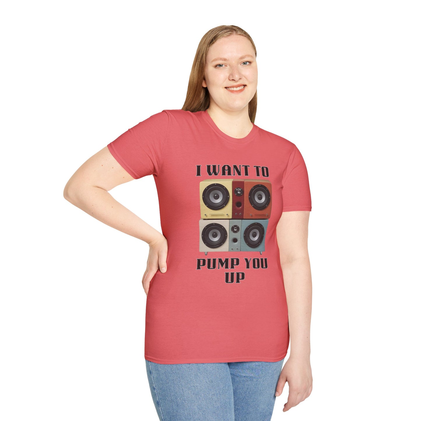 I Want to Pump You Up Unisex Softstyle T-Shirt - Fun Graphic Tee for Music Lovers