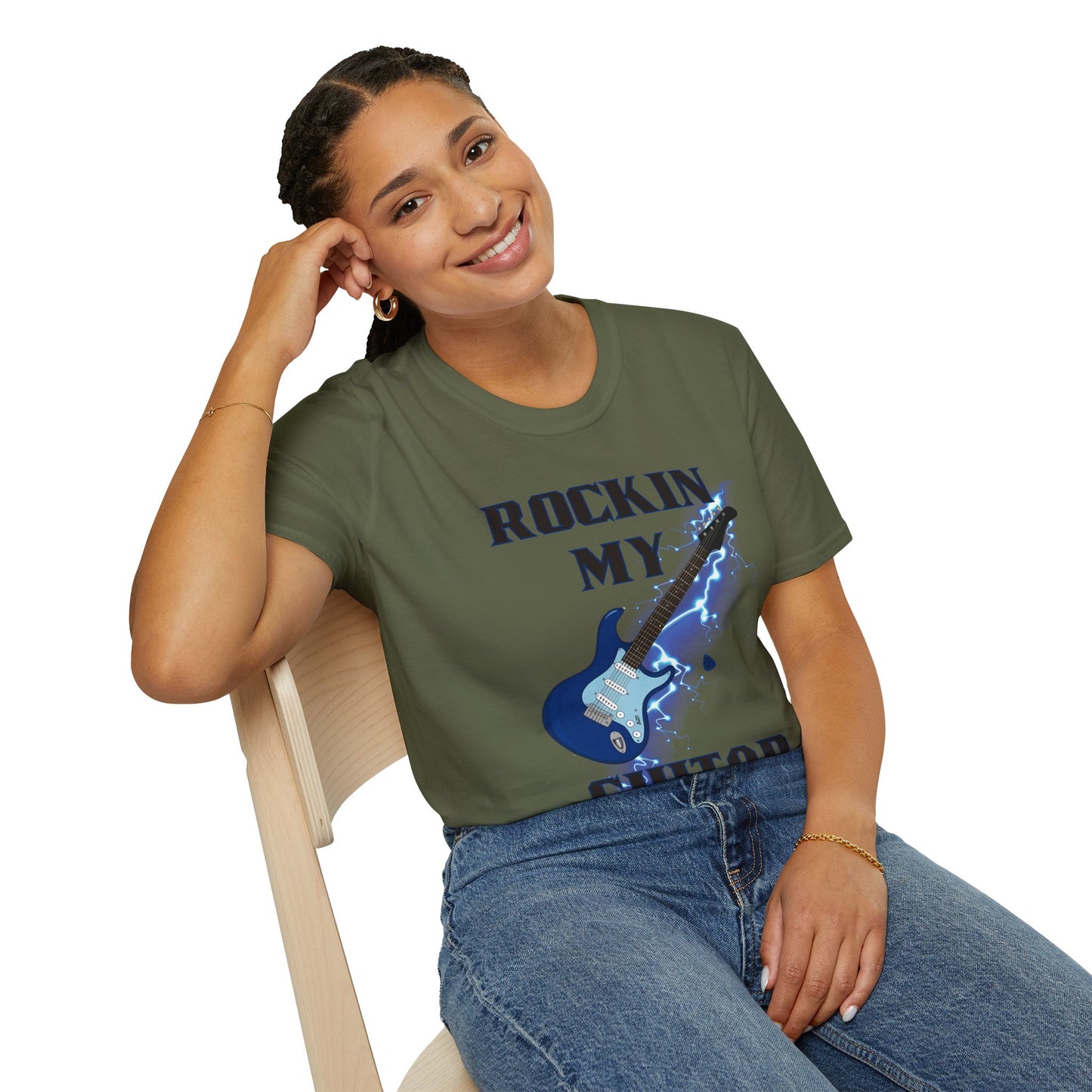 Rockin' My Guitar Unisex Softstyle T-Shirt - Perfect for Music Lovers