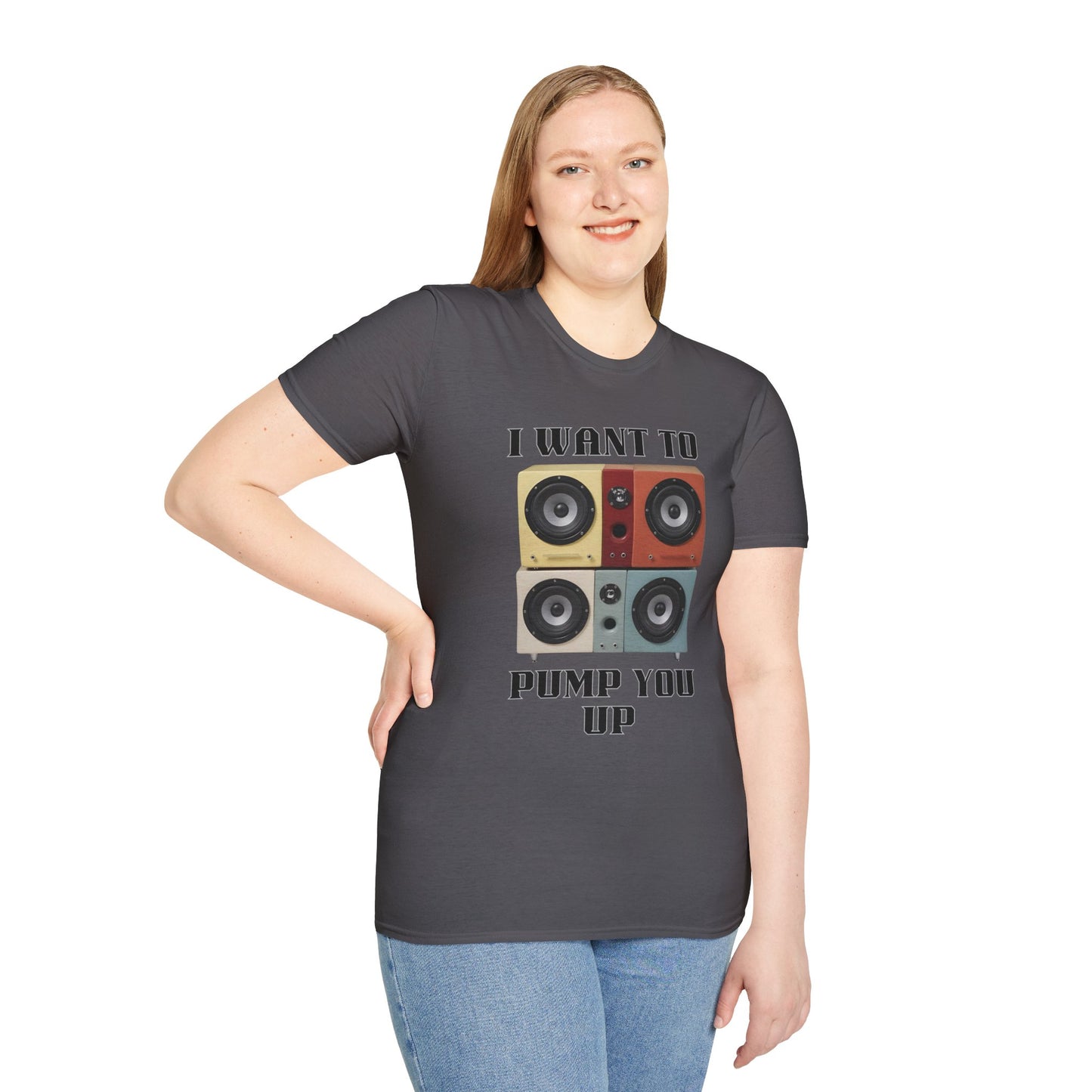 I Want to Pump You Up Unisex Softstyle T-Shirt - Fun Graphic Tee for Music Lovers