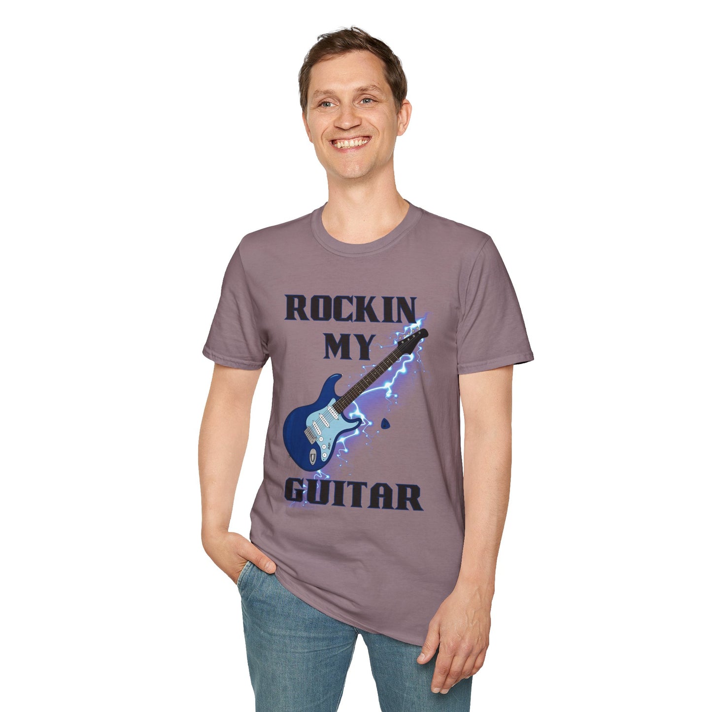 Rockin' My Guitar Unisex Softstyle T-Shirt - Perfect for Music Lovers