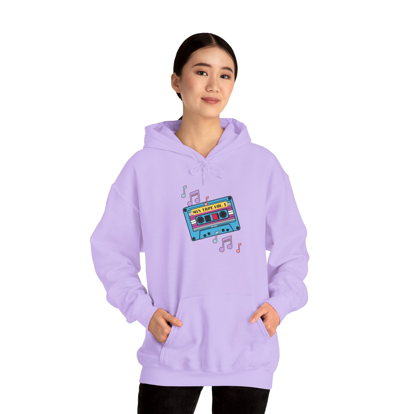 Retro Music Hoodie with Cassette Design - Unisex Heavy Blend Sweatshirt
