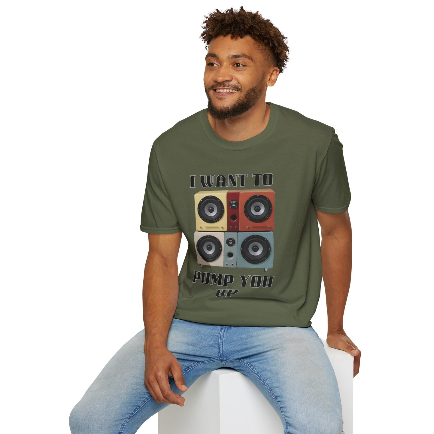 I Want to Pump You Up Unisex Softstyle T-Shirt - Fun Graphic Tee for Music Lovers