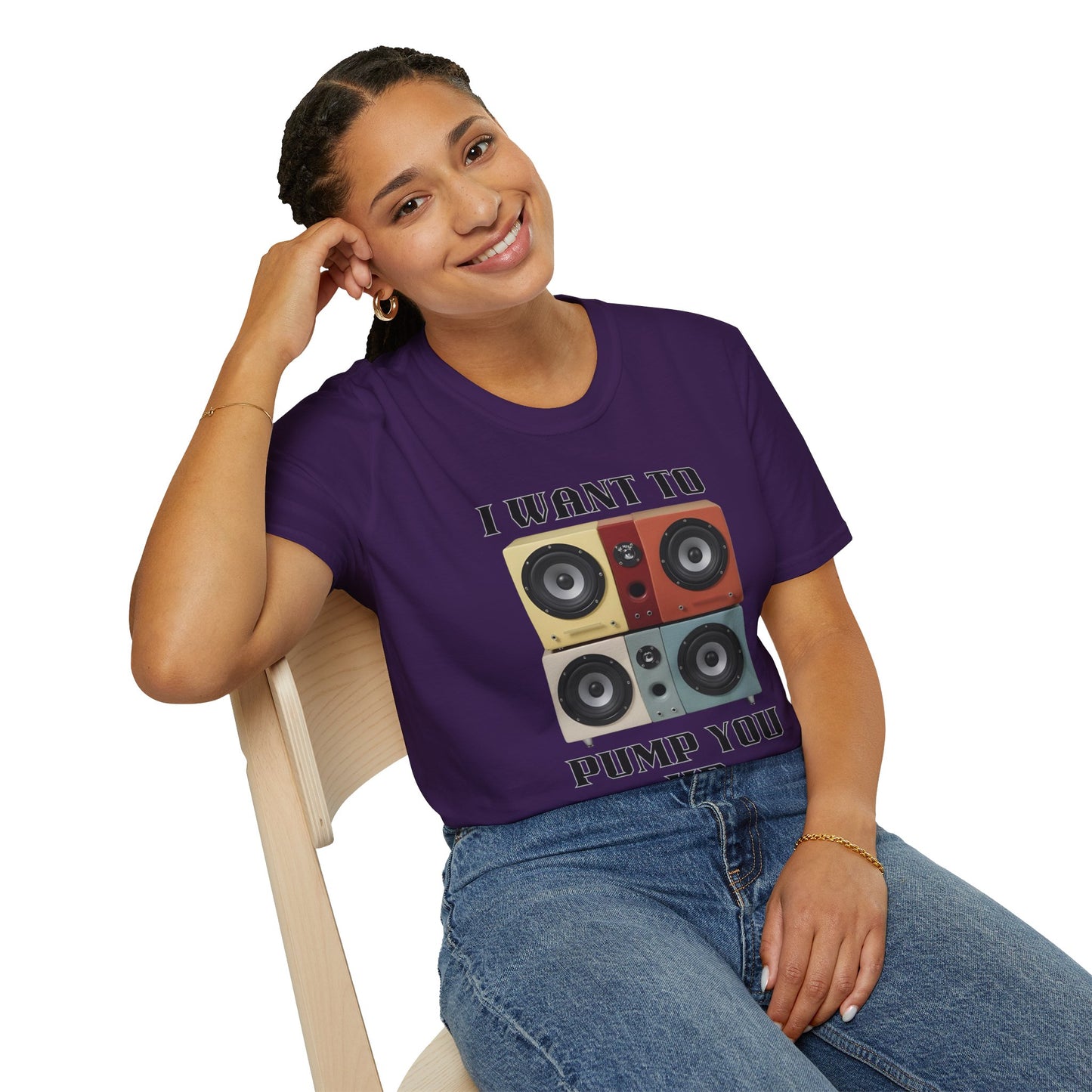 I Want to Pump You Up Unisex Softstyle T-Shirt - Fun Graphic Tee for Music Lovers