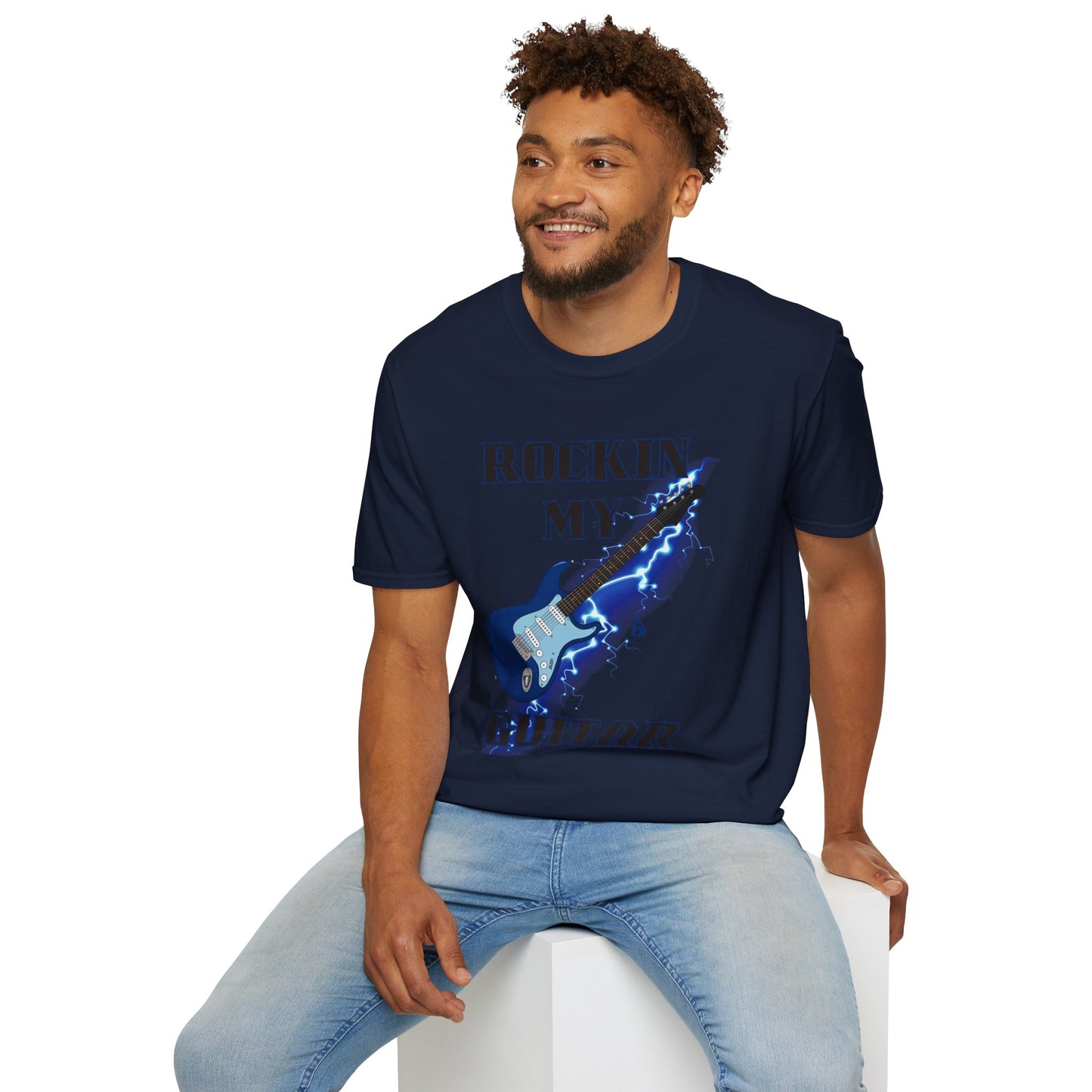 Rockin' My Guitar Unisex Softstyle T-Shirt - Perfect for Music Lovers