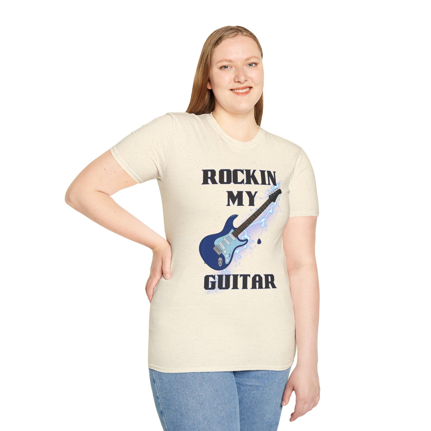 Rockin' My Guitar Unisex Softstyle T-Shirt - Perfect for Music Lovers