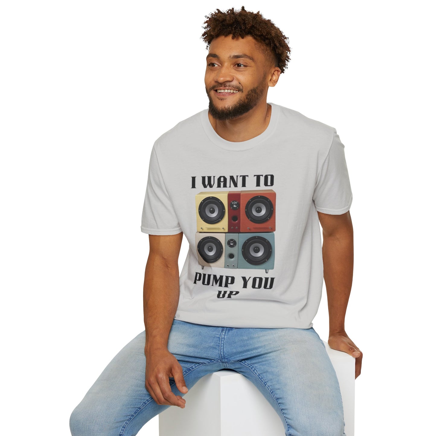 I Want to Pump You Up Unisex Softstyle T-Shirt - Fun Graphic Tee for Music Lovers
