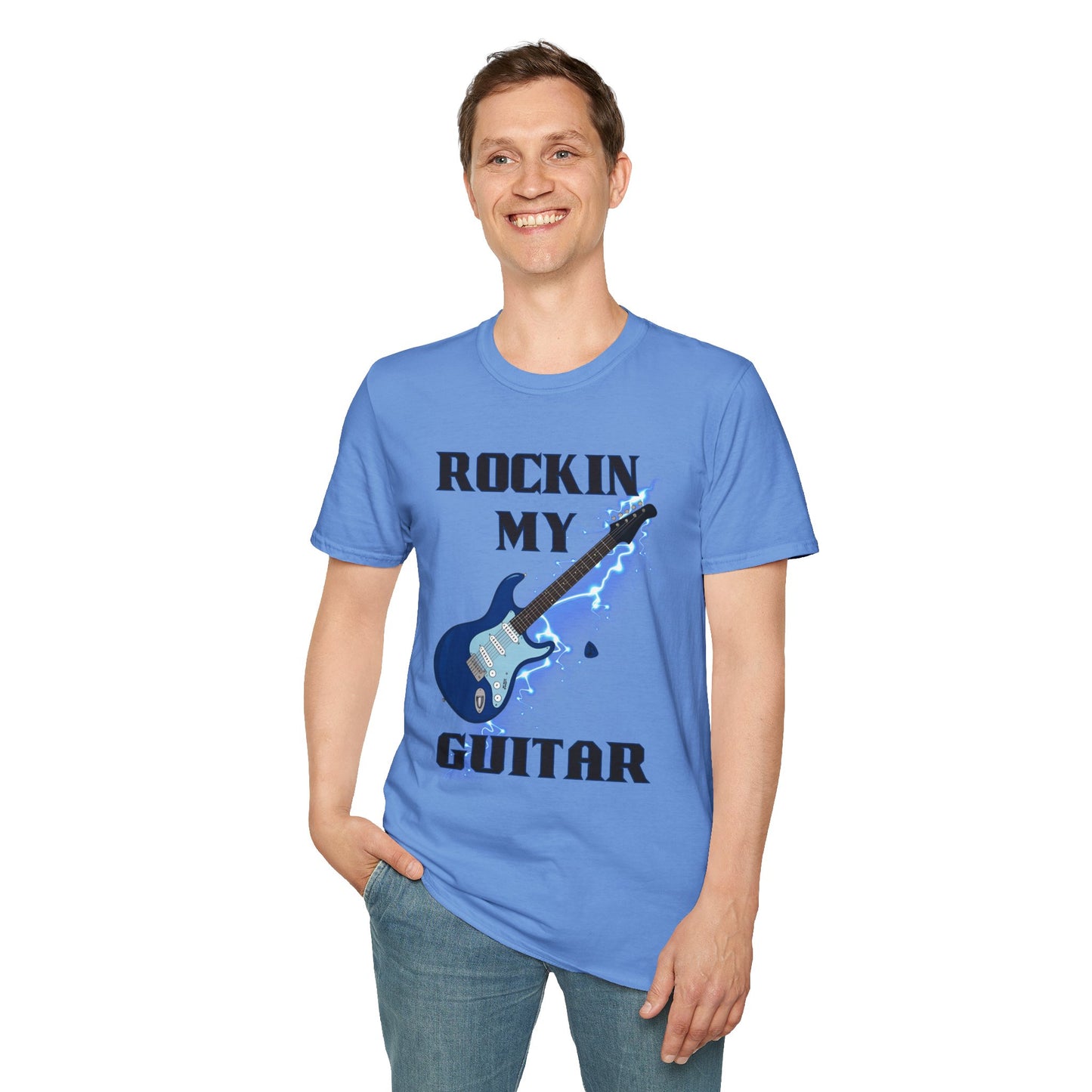 Rockin' My Guitar Unisex Softstyle T-Shirt - Perfect for Music Lovers