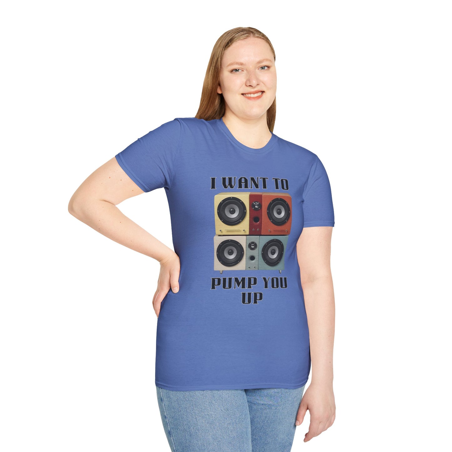 I Want to Pump You Up Unisex Softstyle T-Shirt - Fun Graphic Tee for Music Lovers