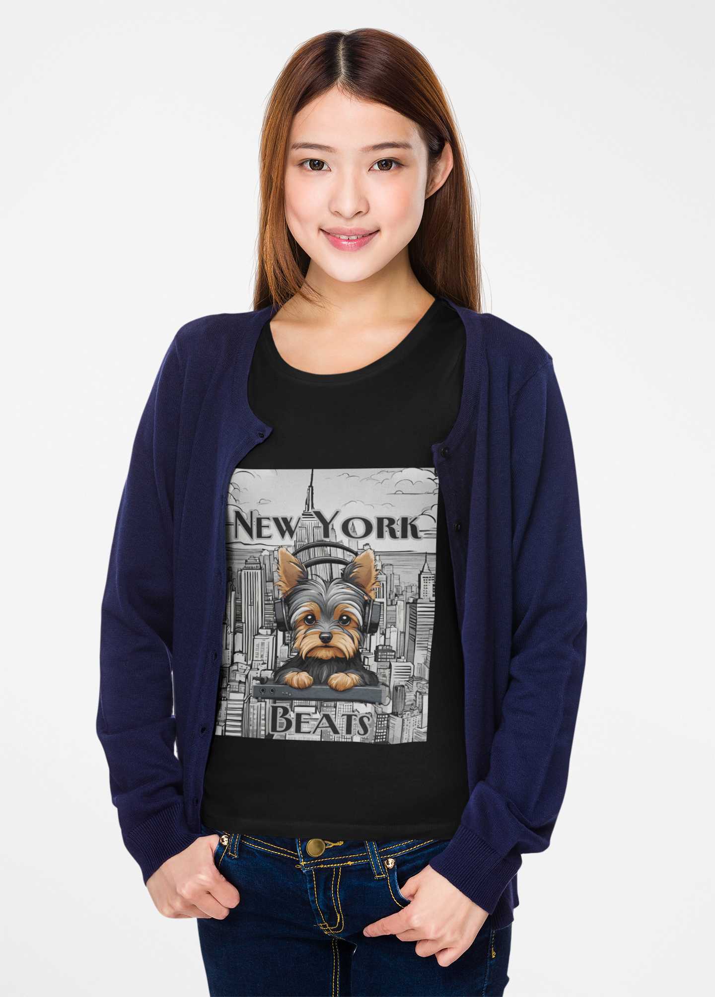 New York Beats 男女通用柔软风格 T 恤 - 都市狗图案 T 恤,适合城市爱好者