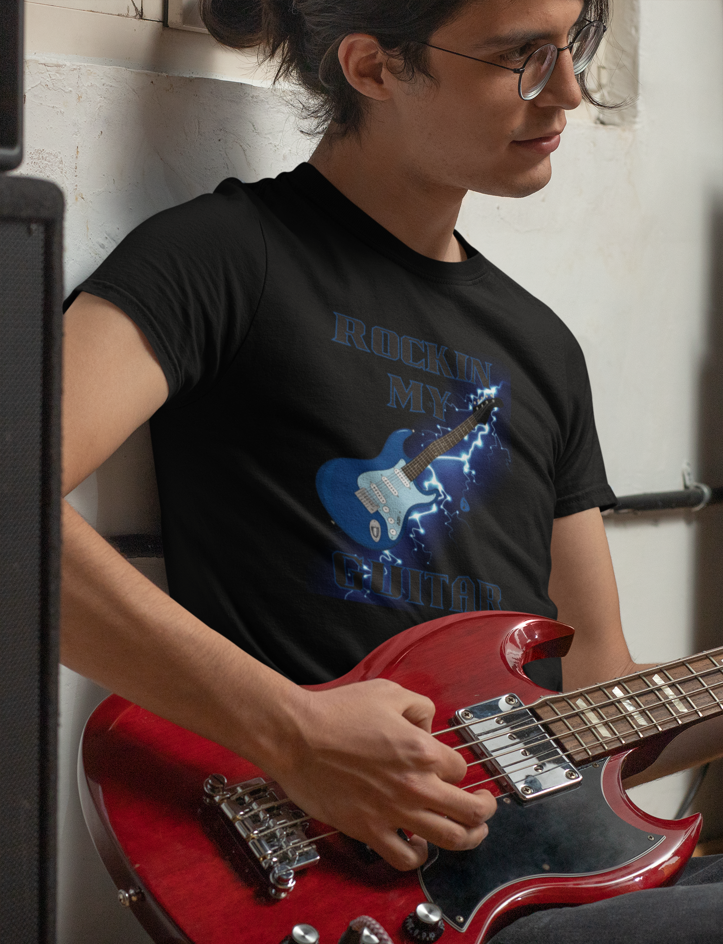 Rockin' My Guitar Unisex Softstyle T-Shirt - Perfect for Music Lovers