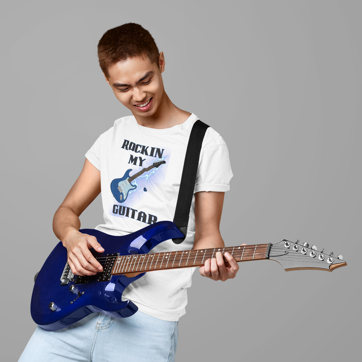 Rockin' My Guitar Unisex Softstyle T-Shirt - Perfect for Music Lovers