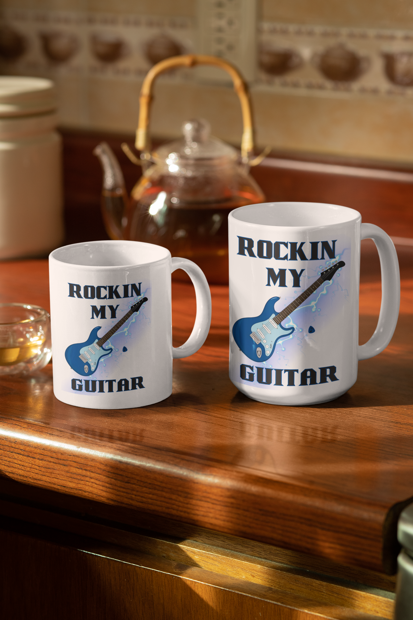 Rockin' Guitar Ceramic Mug - 11oz & 15oz Coffee Cup for Music Lovers