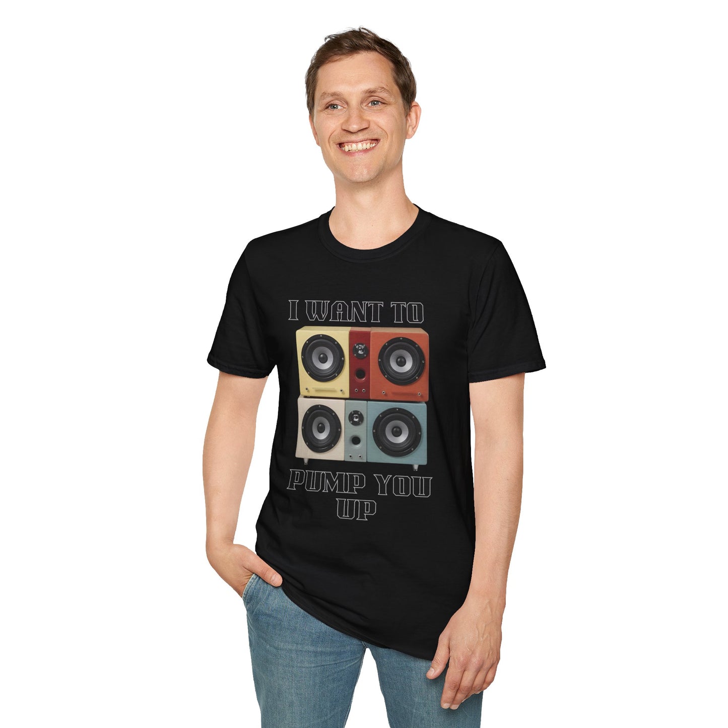 I Want to Pump You Up Unisex Softstyle T-Shirt - Fun Graphic Tee for Music Lovers