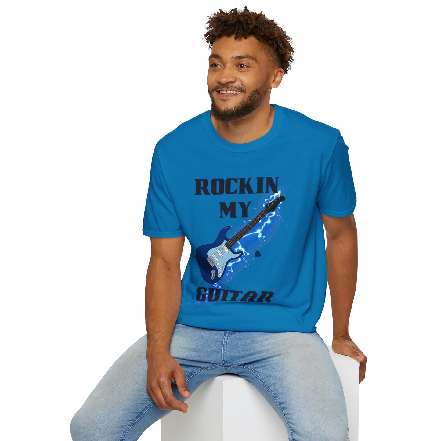 Rockin' My Guitar Unisex Softstyle T-Shirt - Perfect for Music Lovers