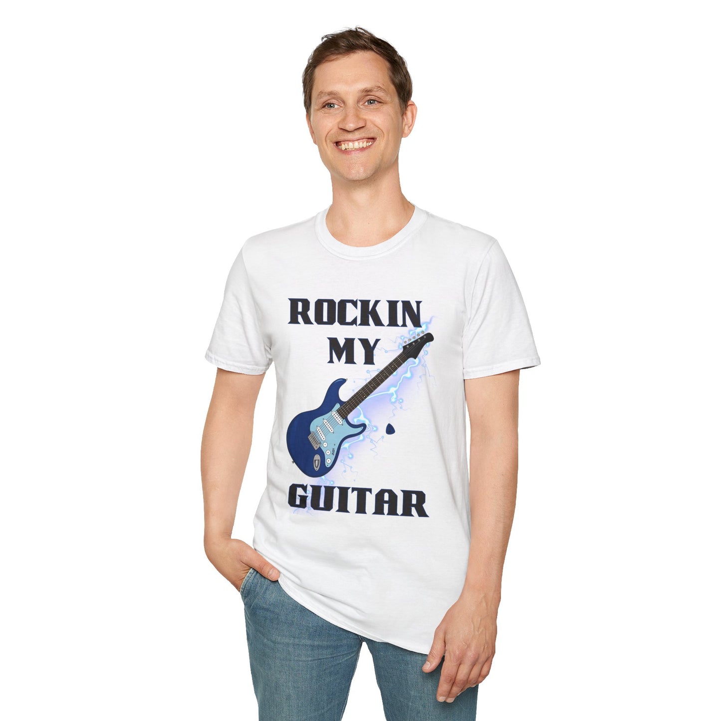 Rockin' My Guitar Unisex Softstyle T-Shirt - Perfect for Music Lovers