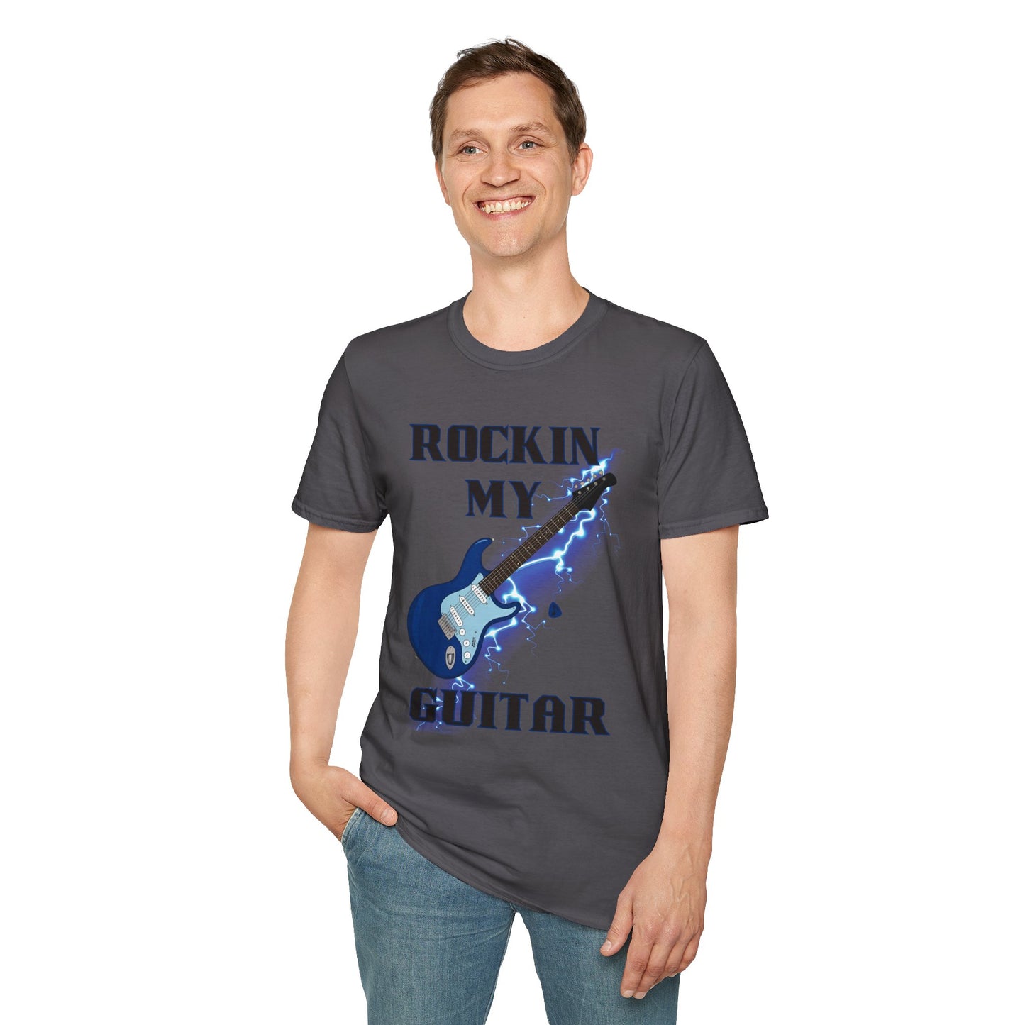 Rockin' My Guitar Unisex Softstyle T-Shirt - Perfect for Music Lovers