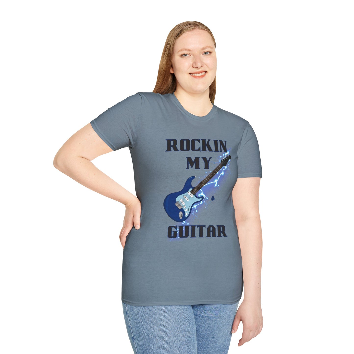 Rockin' My Guitar Unisex Softstyle T-Shirt - Perfect for Music Lovers