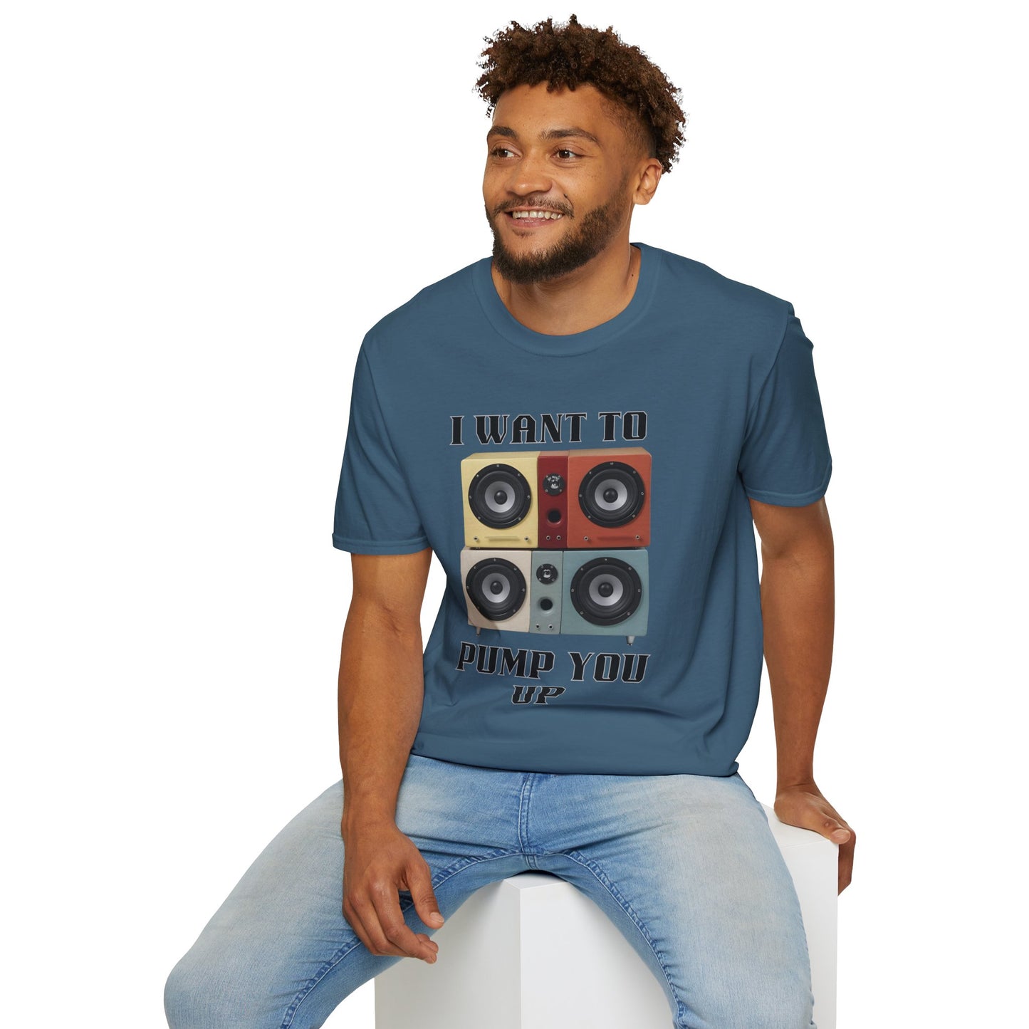 I Want to Pump You Up Unisex Softstyle T-Shirt - Fun Graphic Tee for Music Lovers
