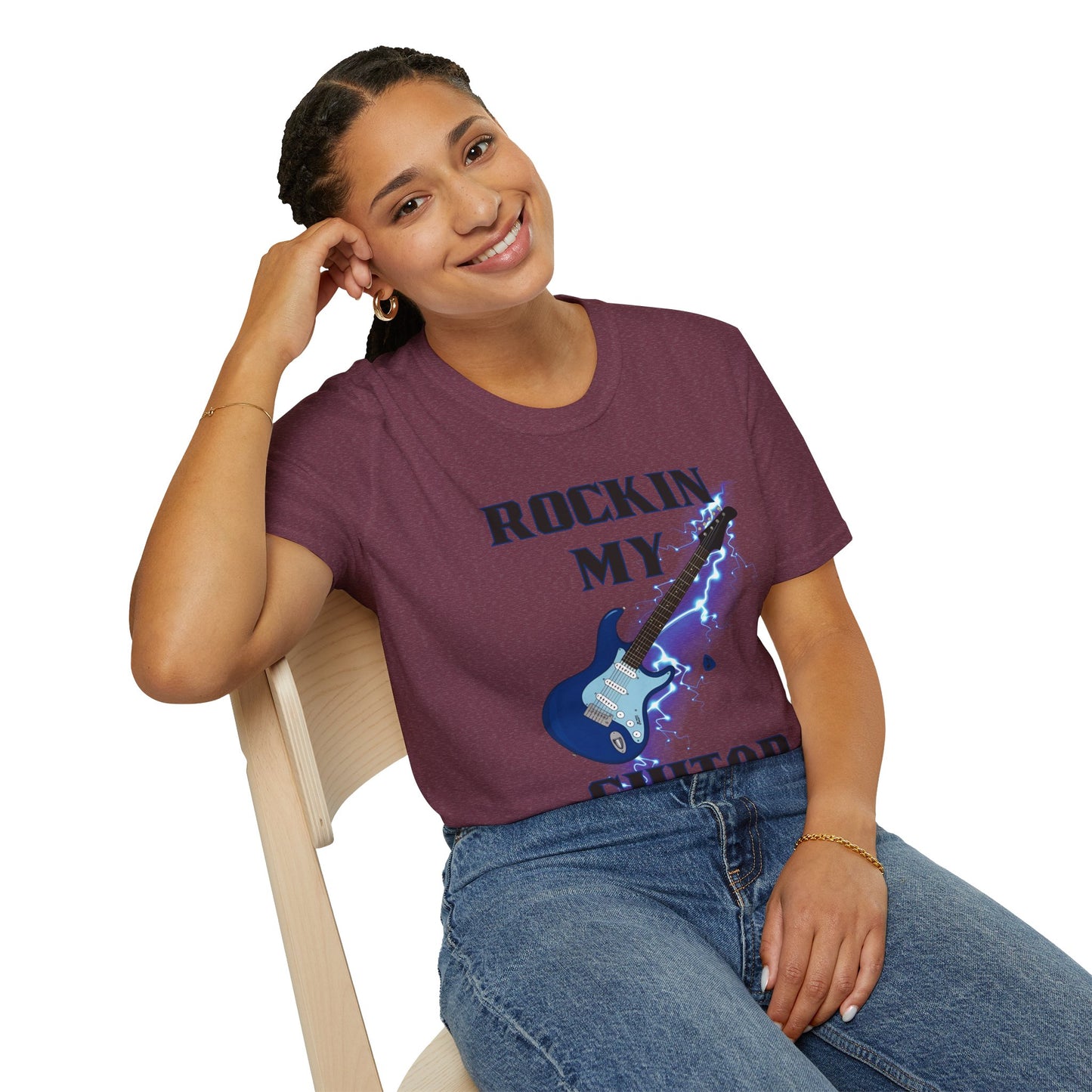 Rockin' My Guitar Unisex Softstyle T-Shirt - Perfect for Music Lovers