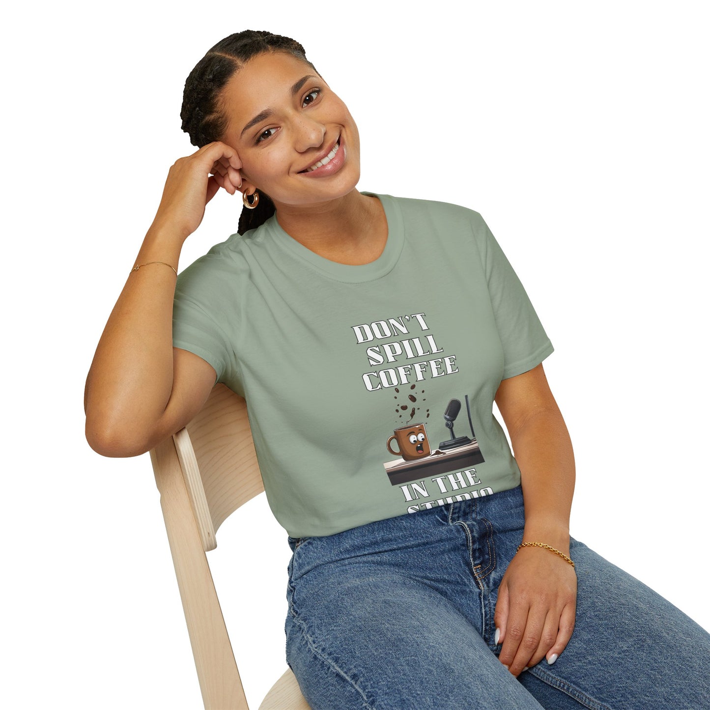 Don't Spill Coffee in the Studio Unisex Softstyle T-Shirt