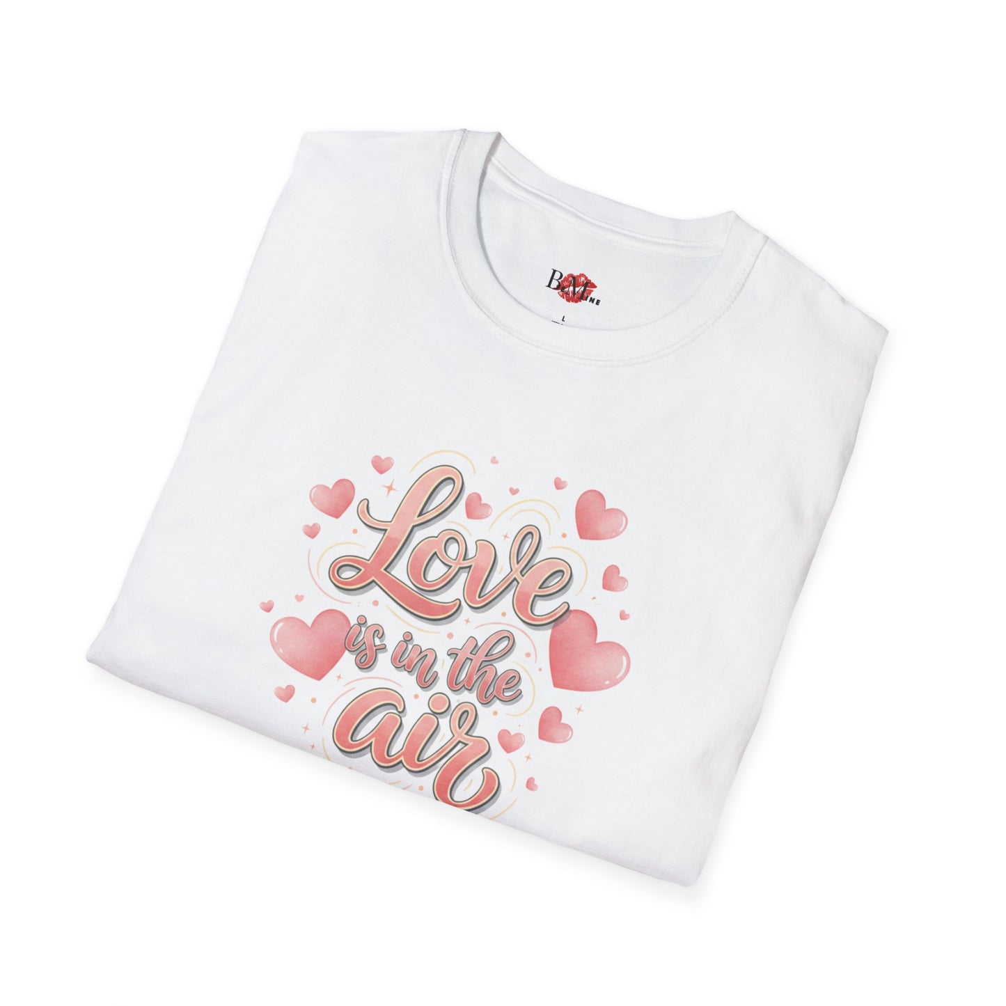 T-Shirt — "Love is in the Air" Pink Heart Graphic