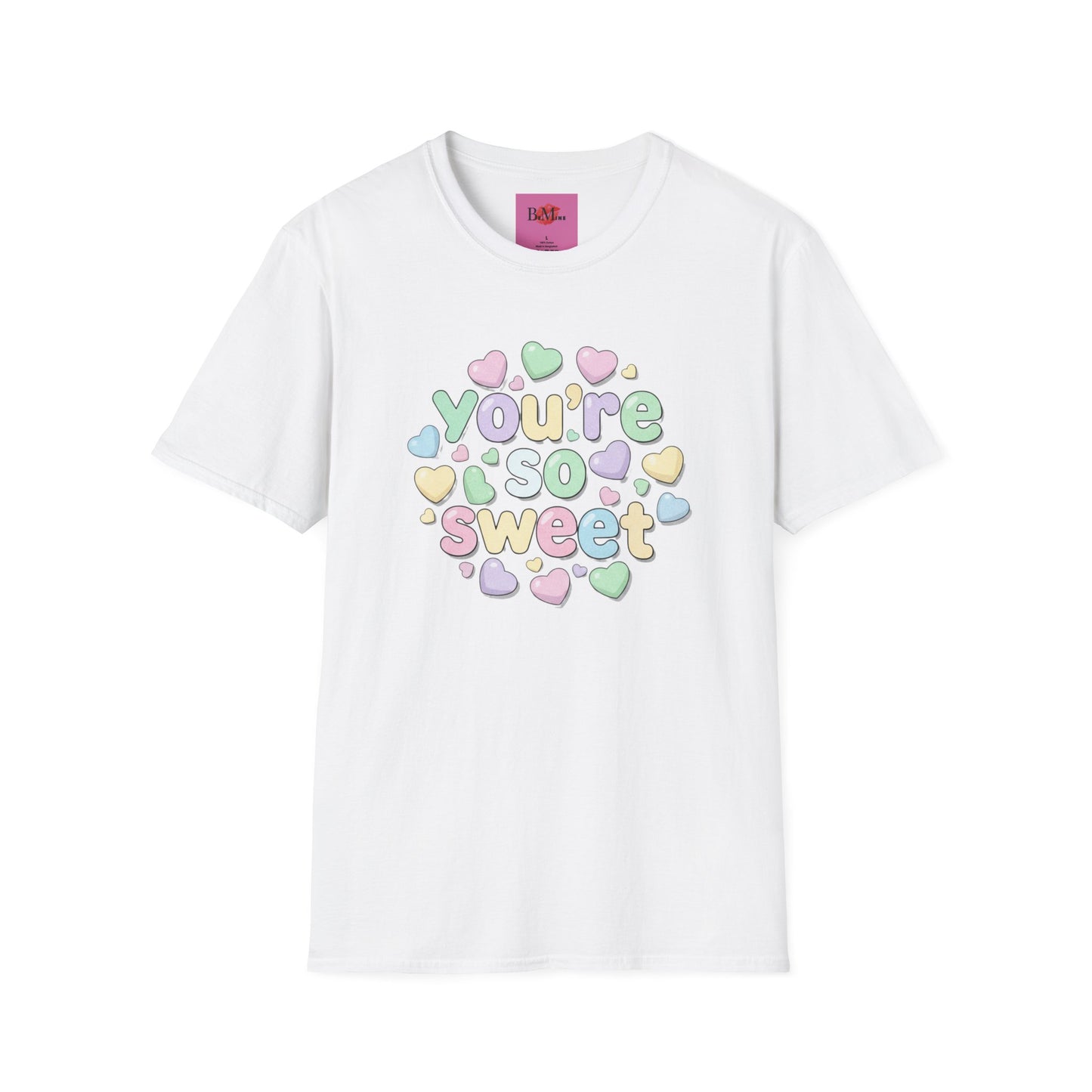 You’re So Sweet T‑Shirt — Pastel Candy Heart Graphic Tee