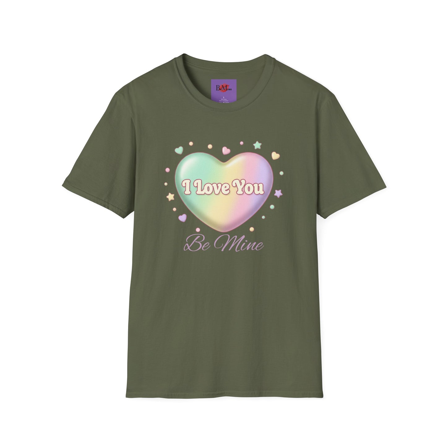 Valentine Rainbow Heart T-Shirt — "I Love You, Be Mine"