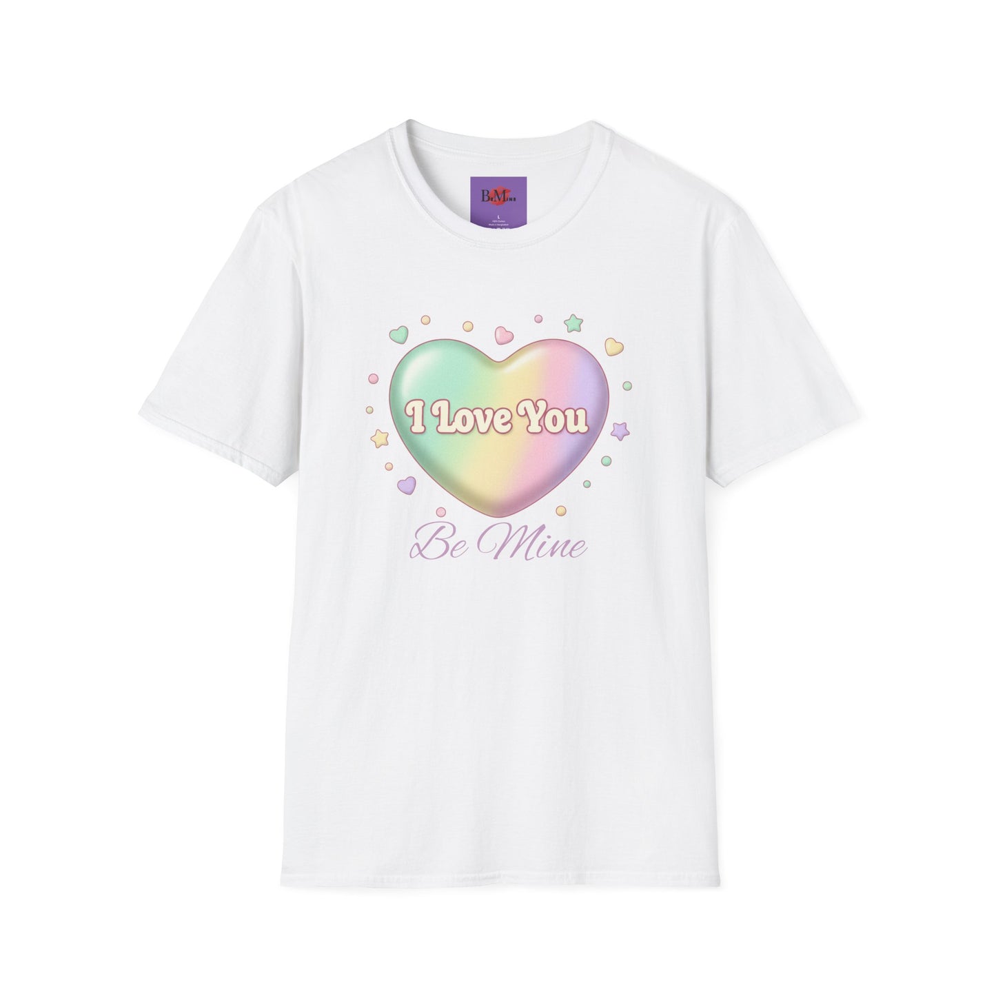 Valentine Rainbow Heart T-Shirt — "I Love You, Be Mine"