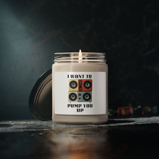 I Want to Pump You Up Soy Candle — 9oz Scented Jar (Retro Speakers)