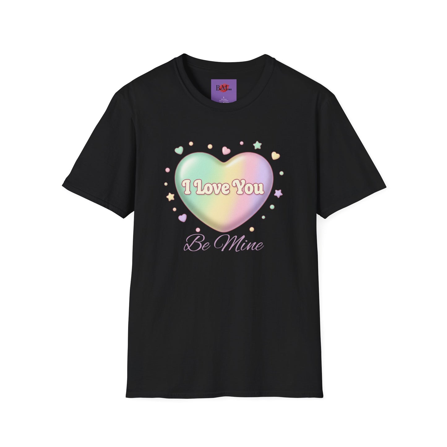 Valentine Rainbow Heart T-Shirt — "I Love You, Be Mine"