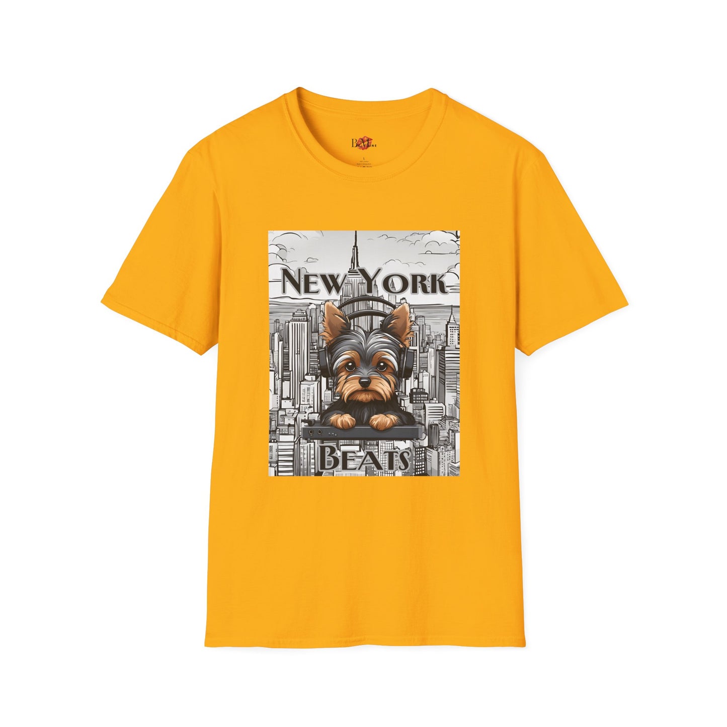 New York Beats Unisex Softstyle T-Shirt - Urban Dog Graphic Tee for City Lovers