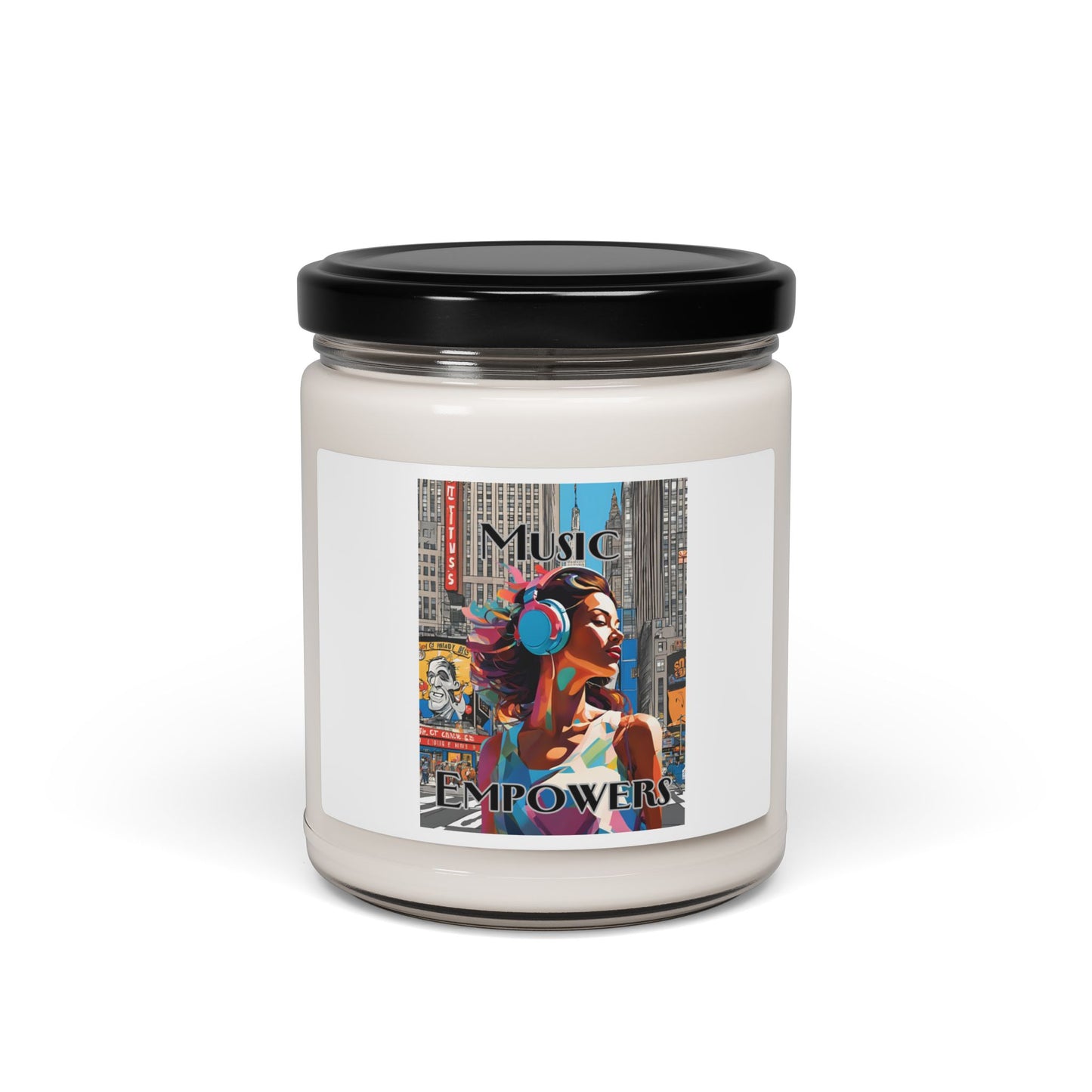 Music Empowers Soy Candle — 9oz Scented Jar (Urban Headphones Design)