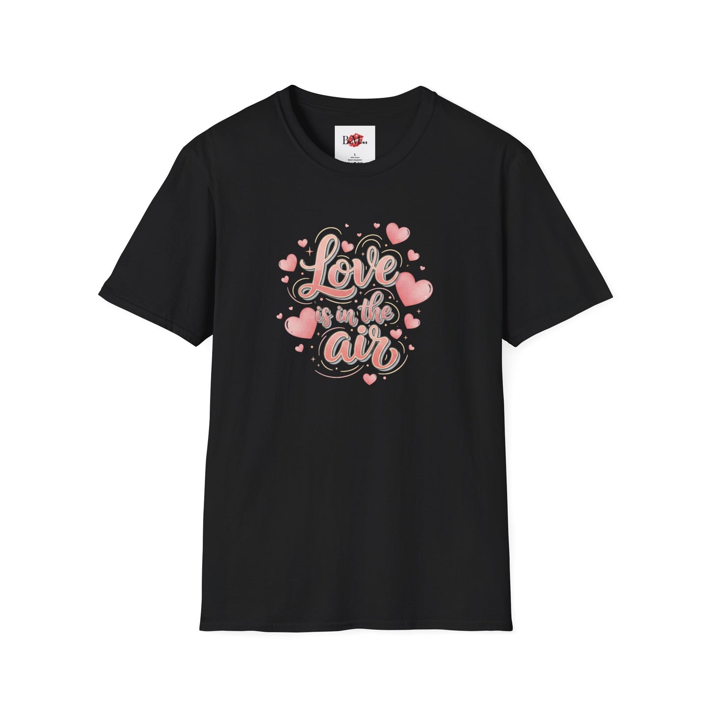T-Shirt — "Love is in the Air" Pink Heart Graphic