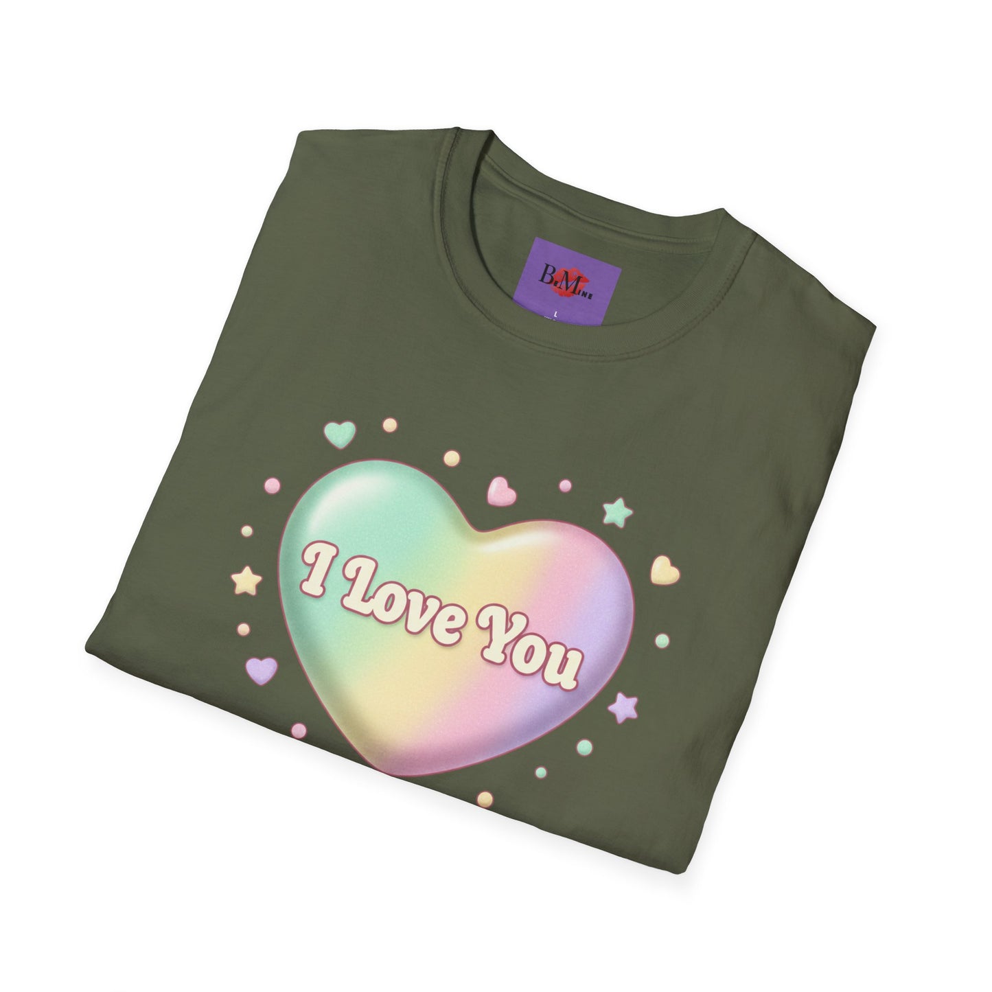 Valentine Rainbow Heart T-Shirt — "I Love You, Be Mine"