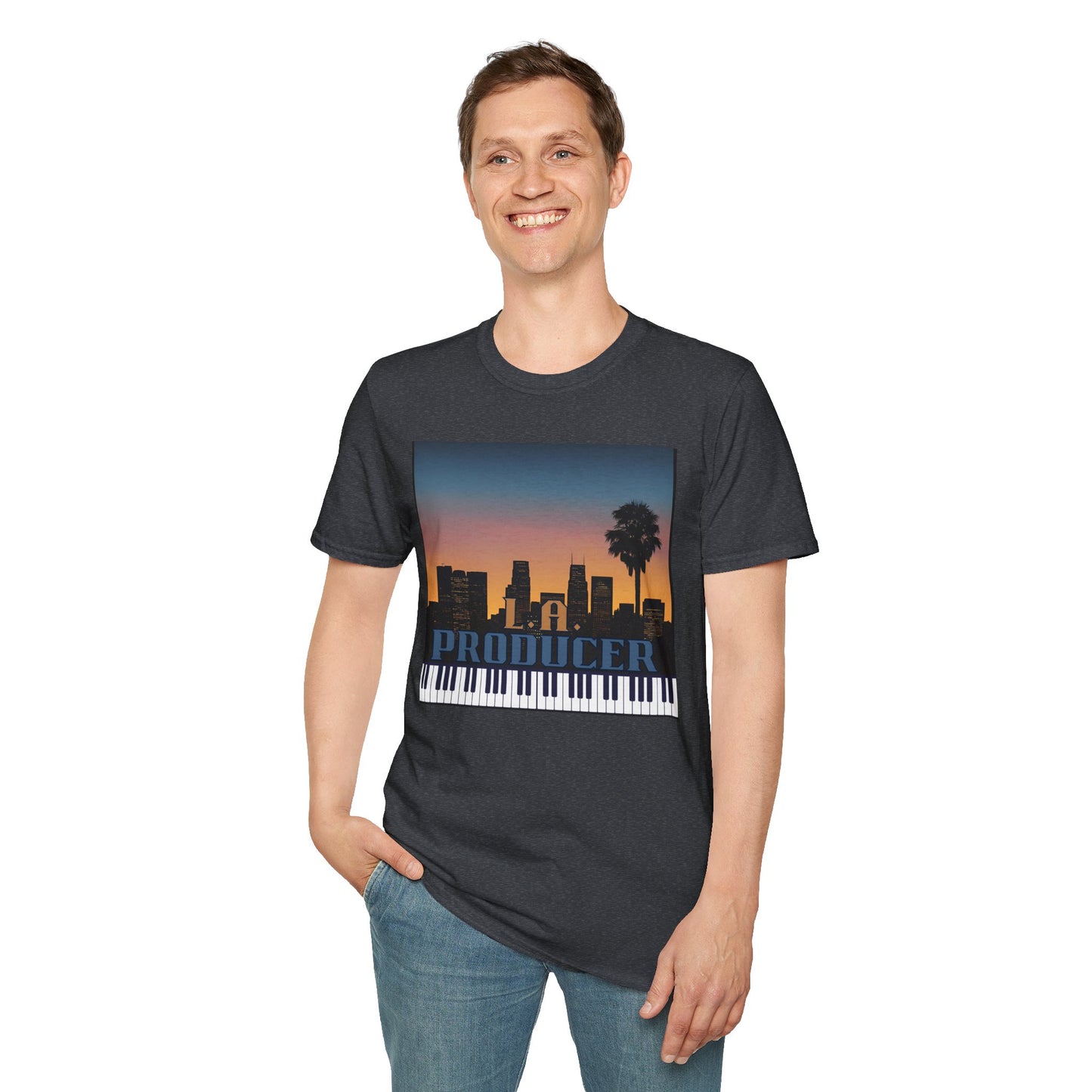 Music Producer Unisex Softstyle T-Shirt - L A Producer Design