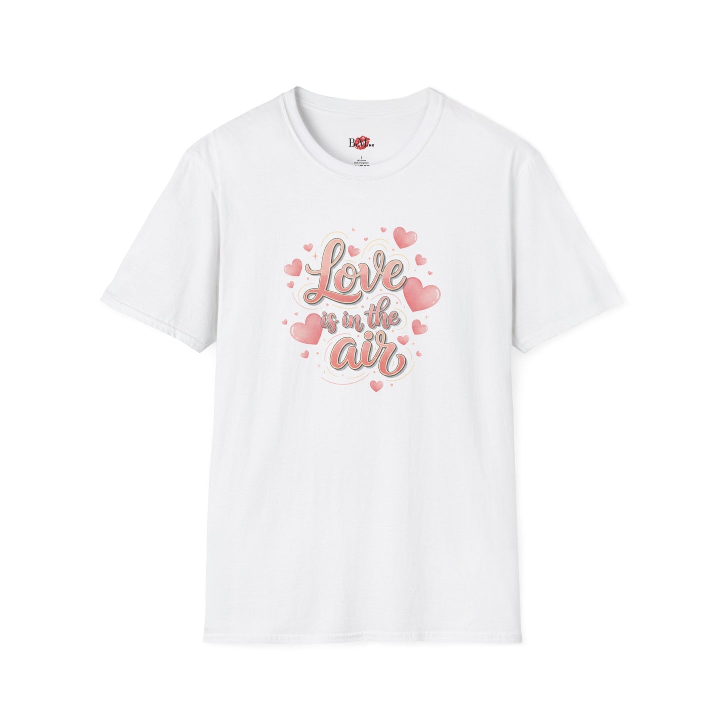 T-Shirt — "Love is in the Air" Pink Heart Graphic