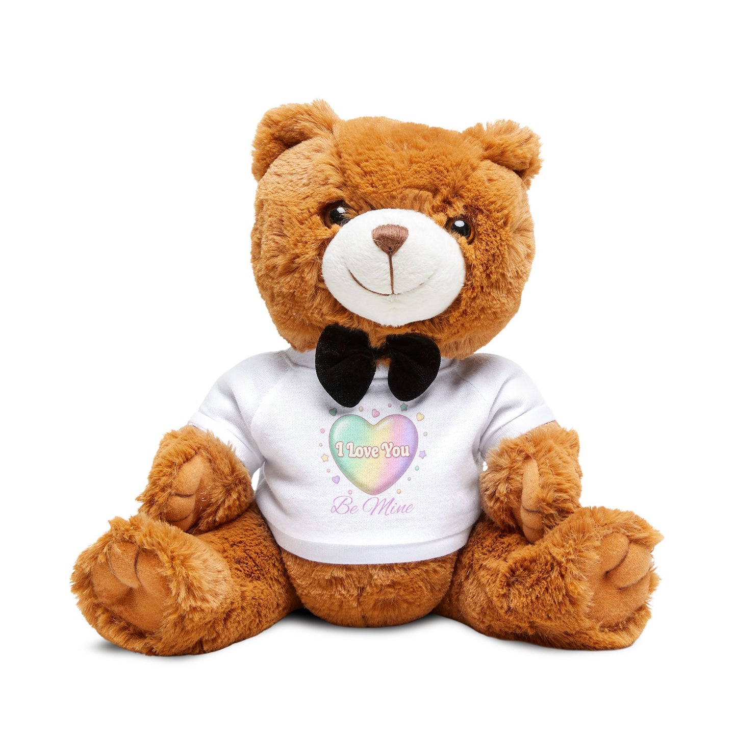 Cute Brown Teddy Bear Plush with 'I Love You' T-Shirt