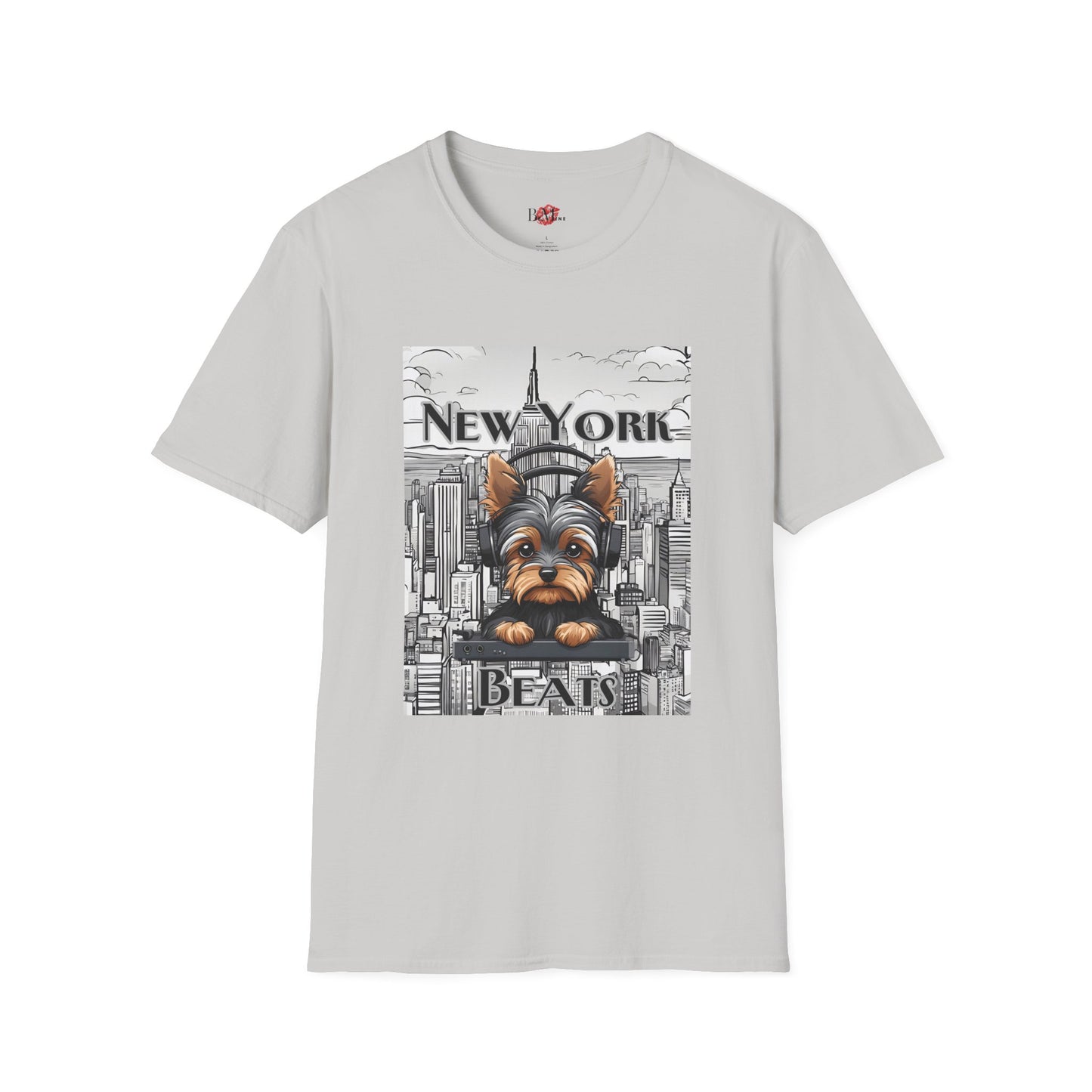 New York Beats Unisex Softstyle T-Shirt - Urban Dog Graphic Tee for City Lovers