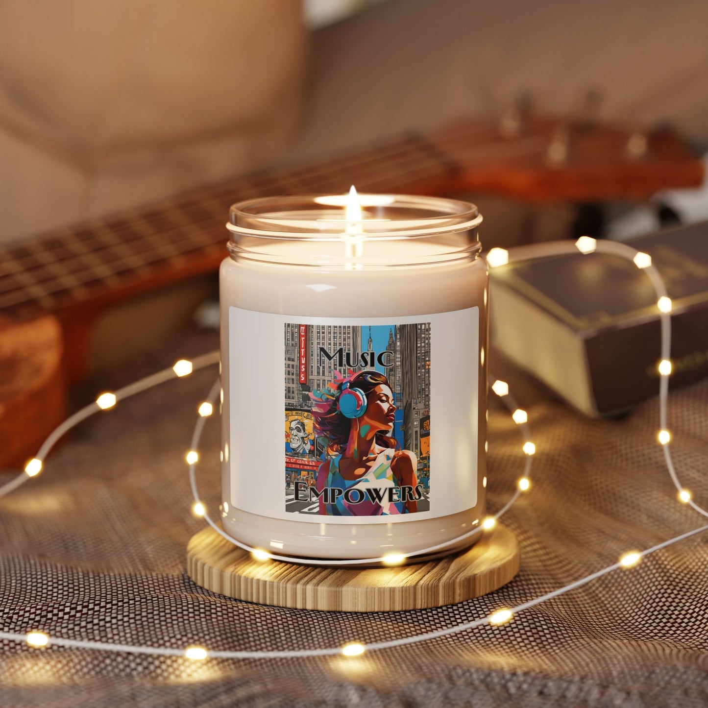 Music Empowers Soy Candle — 9oz Scented Jar (Urban Headphones Design)