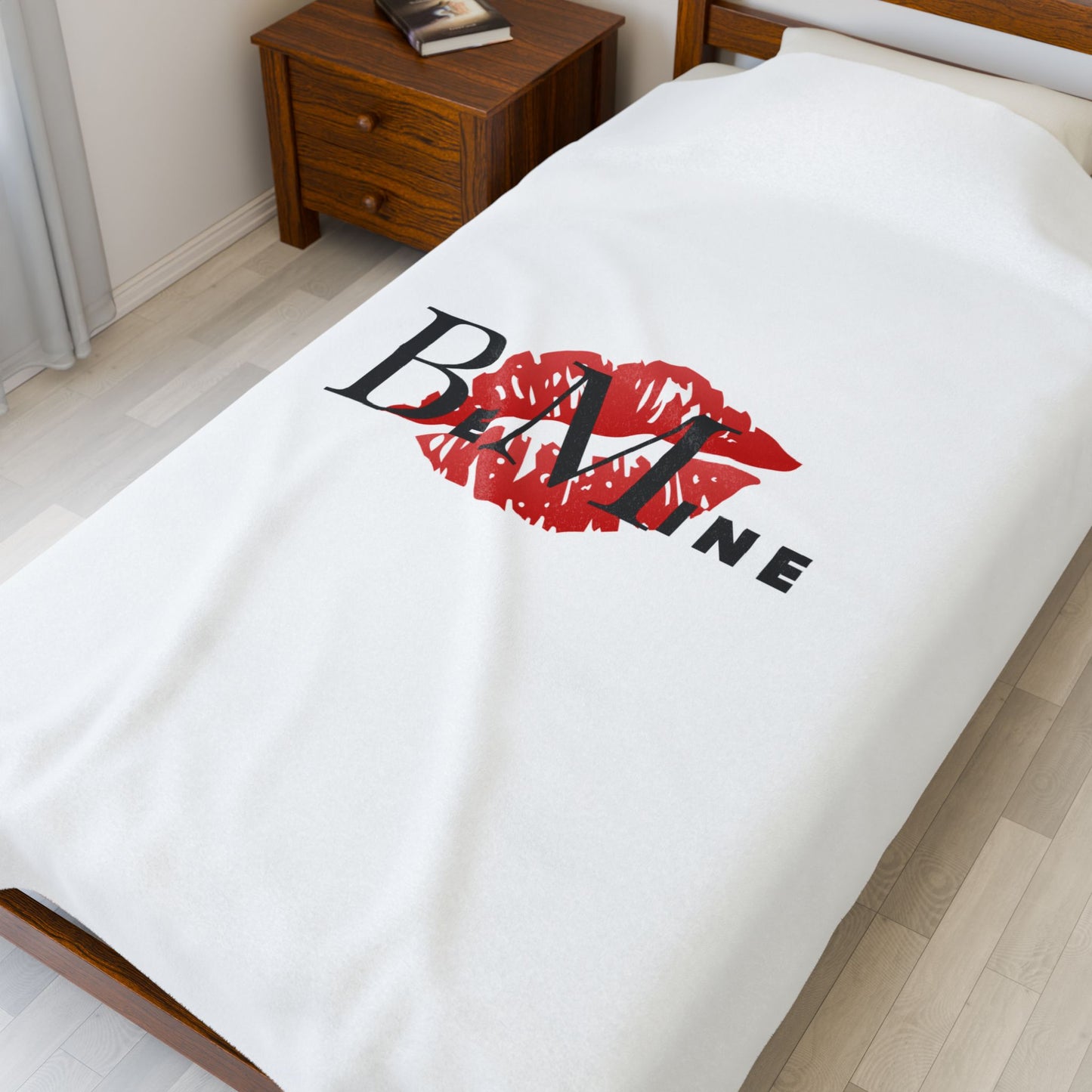 Valentine Be Mine Kiss Velveteen Plush Blanket