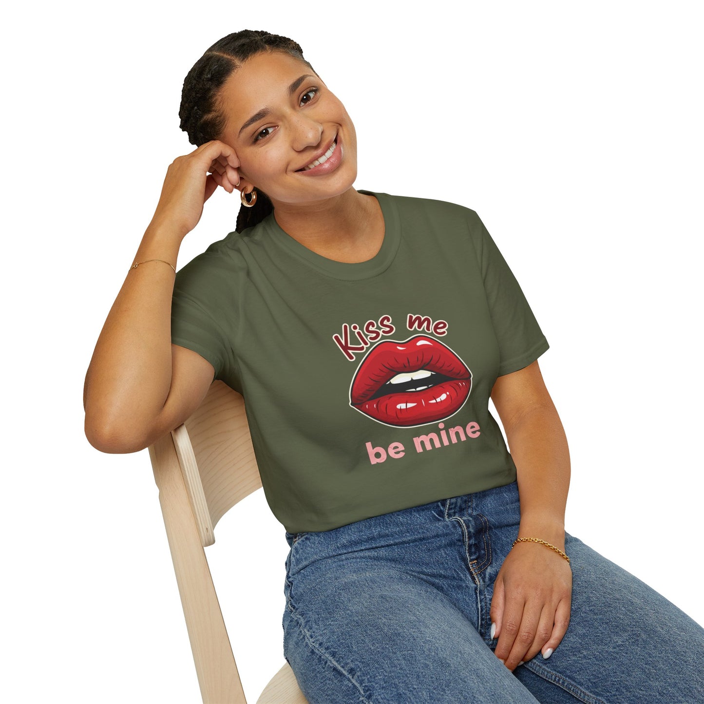 Kiss Me Be Mine T-Shirt — Red Lip Valentine Graphic Tee