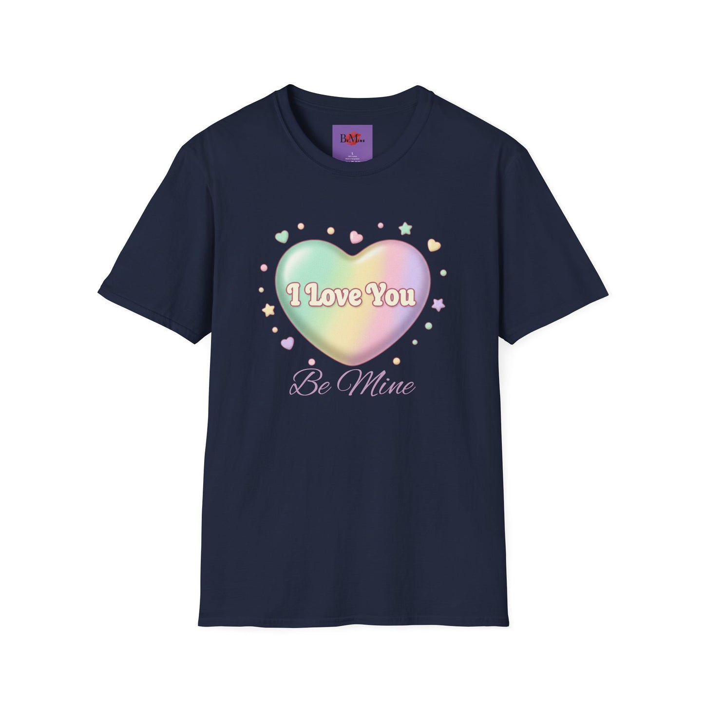 Valentine Rainbow Heart T-Shirt — "I Love You, Be Mine"