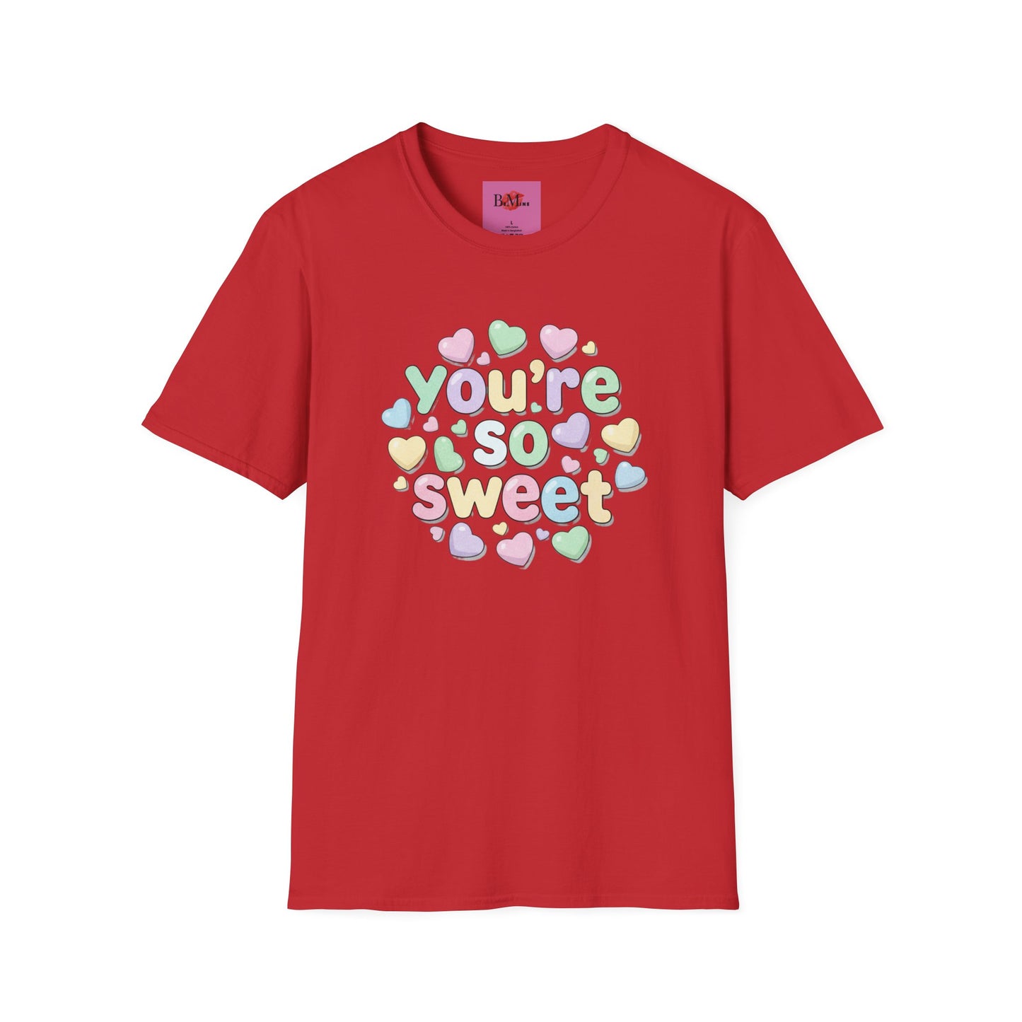 You’re So Sweet T‑Shirt — Pastel Candy Heart Graphic Tee