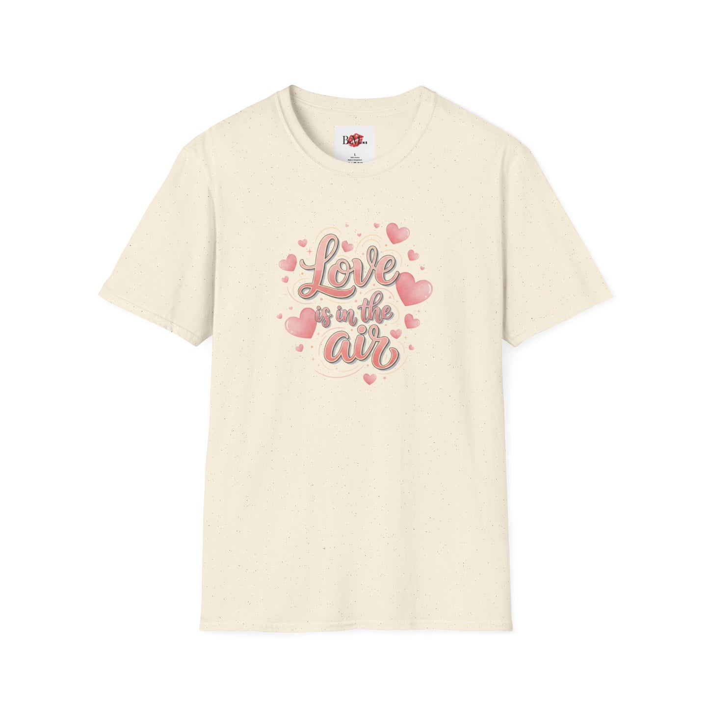 T-Shirt — "Love is in the Air" Pink Heart Graphic