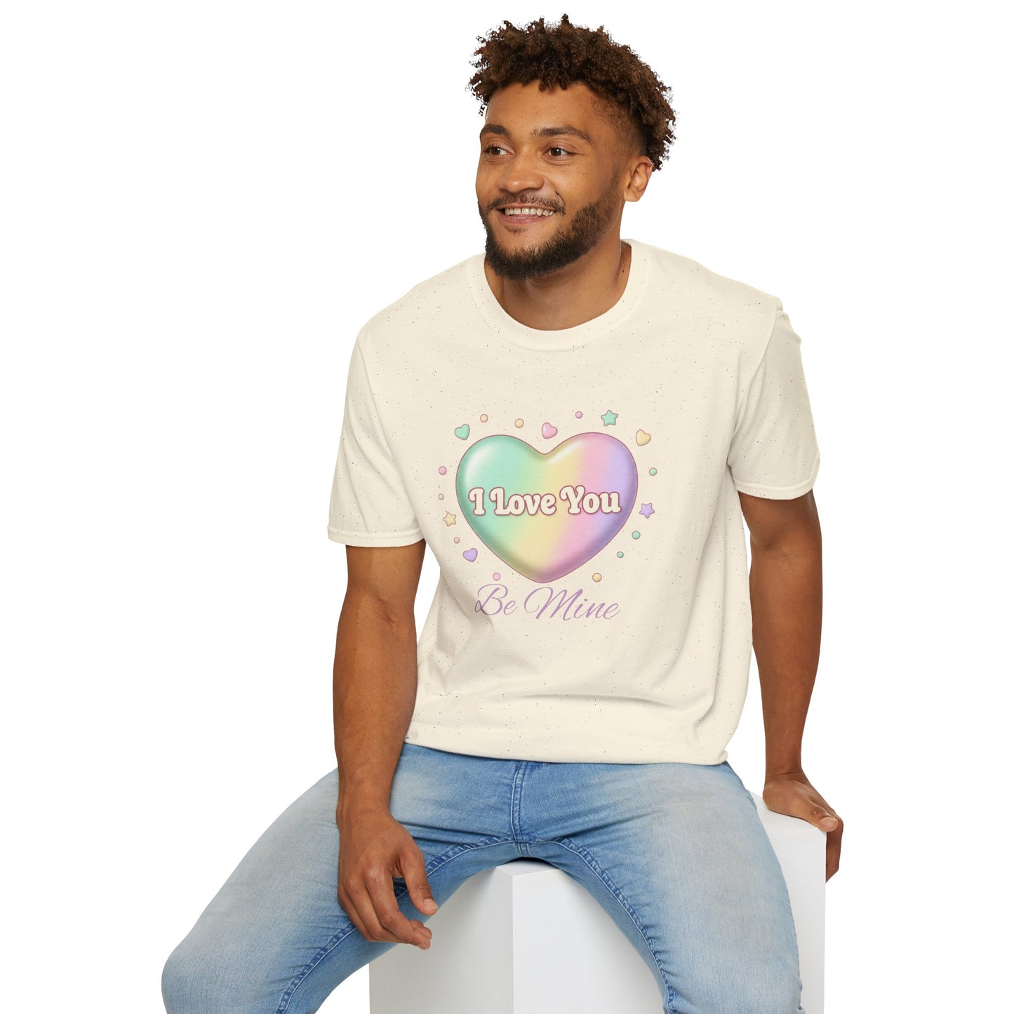 Valentine Rainbow Heart T-Shirt — "I Love You, Be Mine"