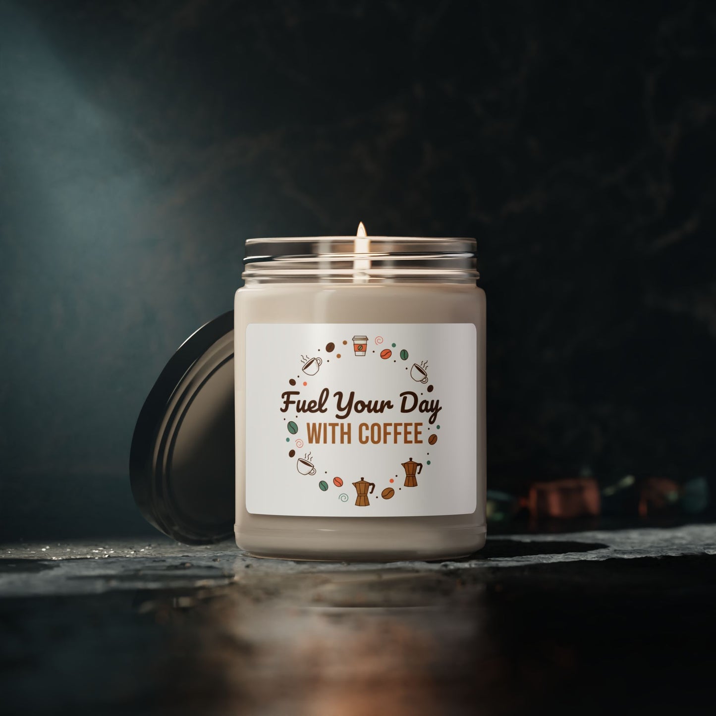 Coffee Lover Soy Candle — 9oz "Fuel Your Day with Coffee" Scented Candle