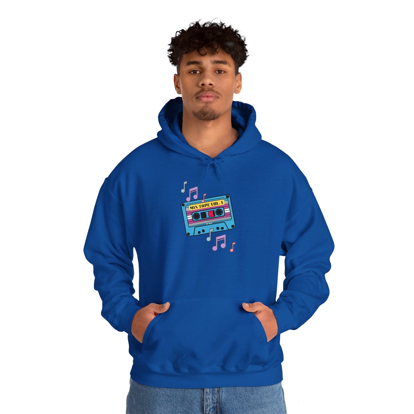 Retro Music Hoodie with Cassette Design - Unisex Heavy Blend Sweatshirt