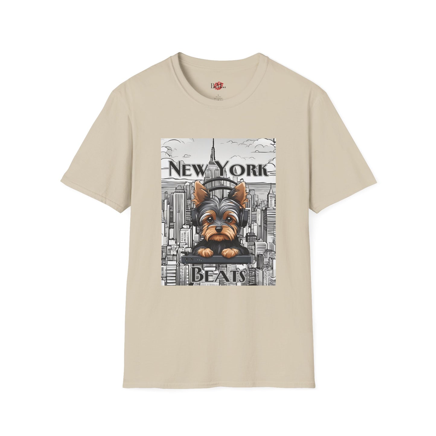 New York Beats Unisex Softstyle T-Shirt - Urban Dog Graphic Tee for City Lovers