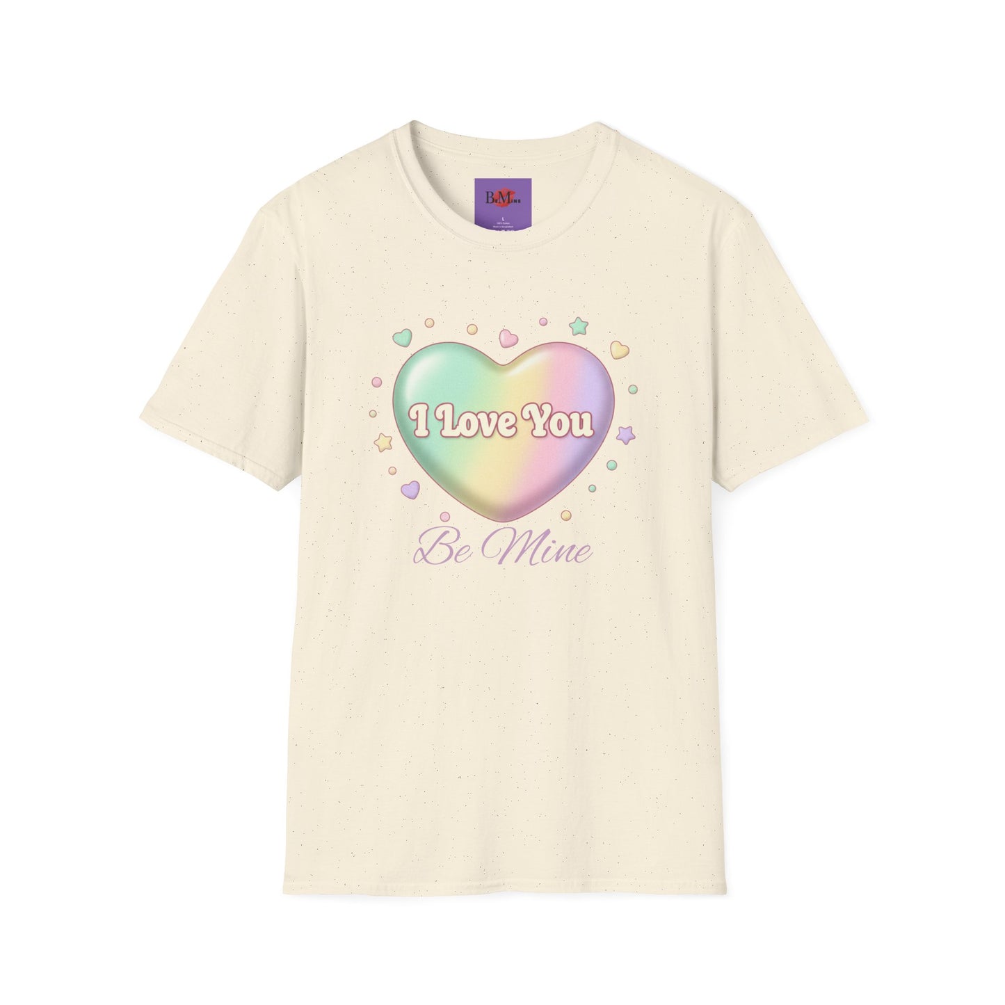 Valentine Rainbow Heart T-Shirt — "I Love You, Be Mine"