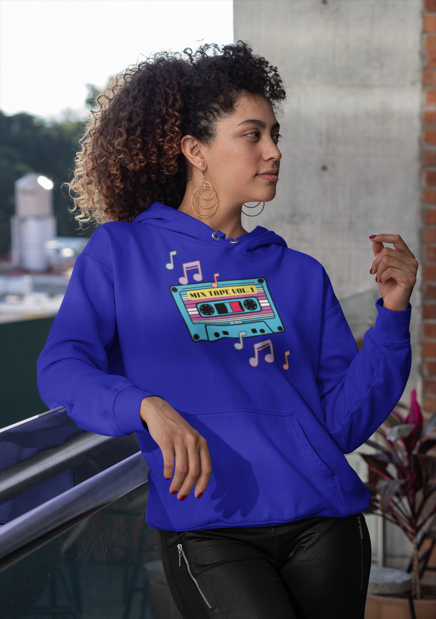 Retro Music Hoodie with Cassette Design - Unisex Heavy Blend Sweatshirt